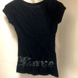 Love rhinestone black tee shirt